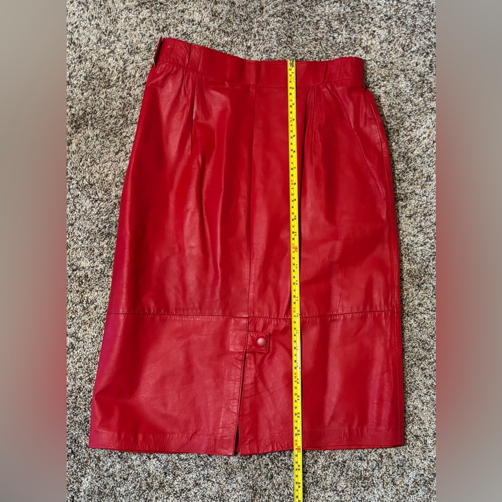 160. Vintage Adler Leather Collection Red Pencil Skirt Size 4 - Picture 3 of 6